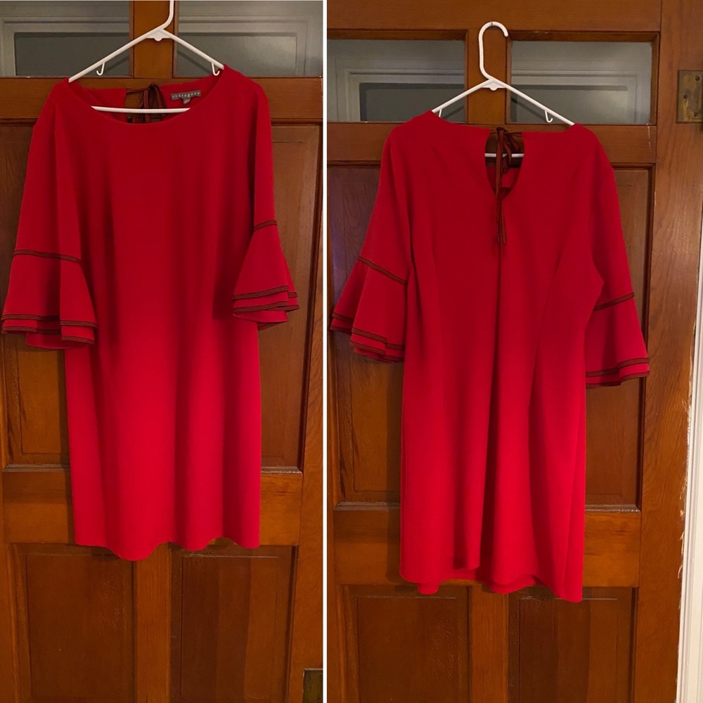 Elegant Red Flare Sleeve Dress